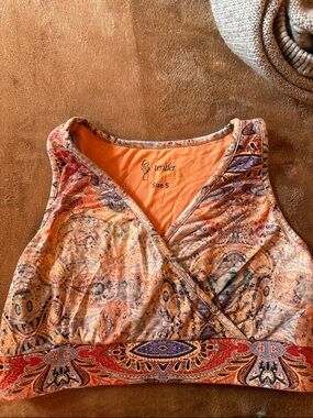 Tender Women's Orange Paisley Wrap-Front Bralette - Size S